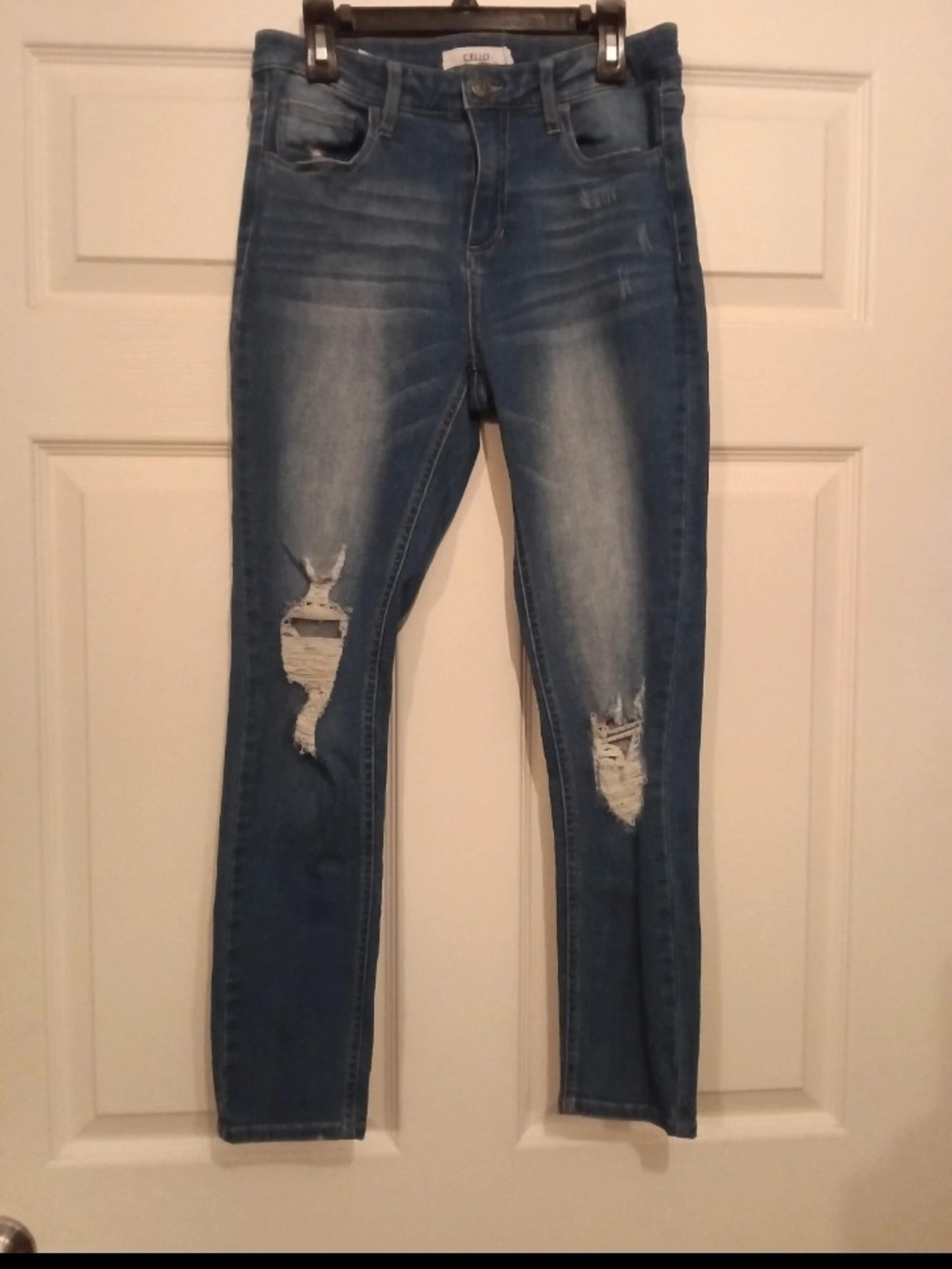 Cello Blue Distressed Skinny Jeans